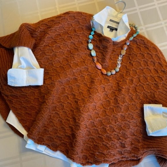 Cable knit Mohair Sweater-Cape- rich rust color - Picture 1 of 6